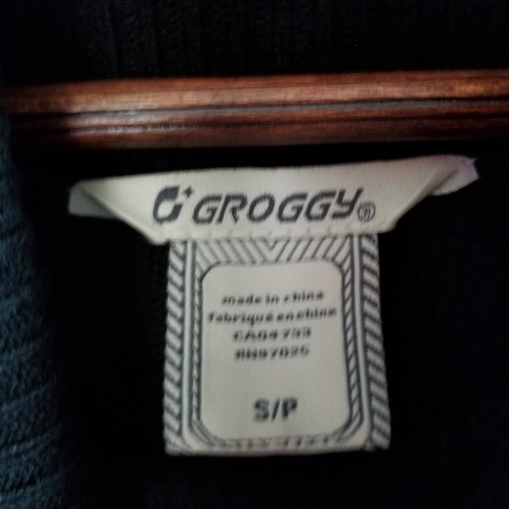 Groggy Black Fringed Knitted Poncho Cowl Neck Sweater Size Small - Picture 15 of 16